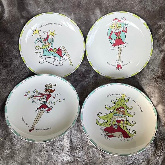 Rosanna Santa Baby Salad Plates Set of 4 Christmas Dishes Whimsical Kitschy READ - Picture 14 of 14